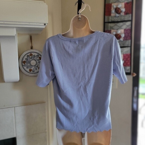 Calvin Klein Periwinkle/Blue Square Neckline Blouse with Scalloped Hem Petite XL - Picture 6 of 6